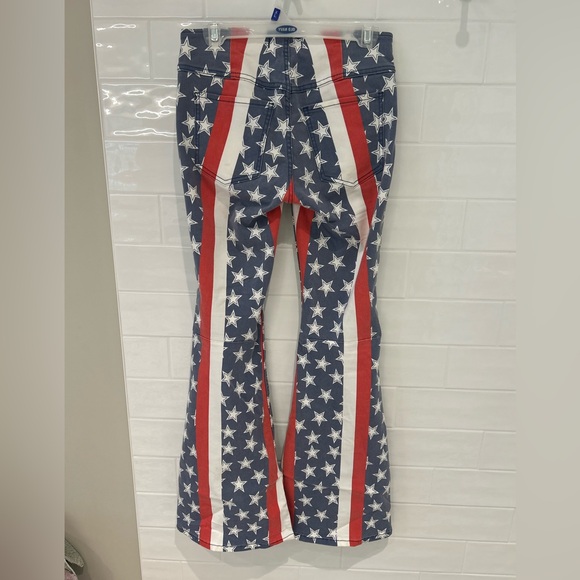 Free People Penny Pull-on Stars & Stripes Flare Jeans - Picture 2 of 9